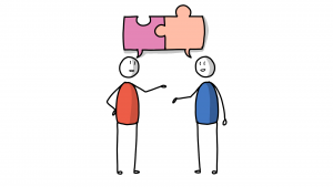 Two friends discussing with each other