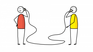 Two friends communicating with each other
