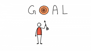 A guy in red setting his goal
