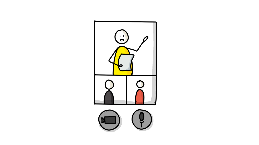Teacher is teaching students on a zoom call